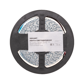 Лента светодиодная 12В, SMD2835, 14,4Вт/м, 120 LED/м, 6500K, 8мм, 5м, IP20 REXANT