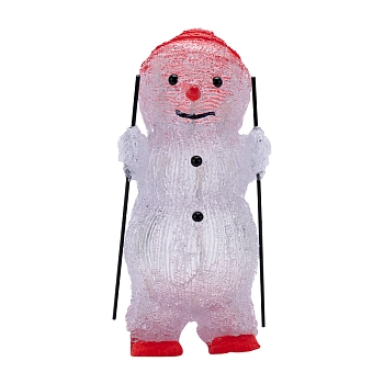 Акриловая светодиодная фигура Снеговик на лыжах 16х20х29 см, 30 светодиодов, батарейки 3хАА (не входят в комплект) NEON-NIGHT