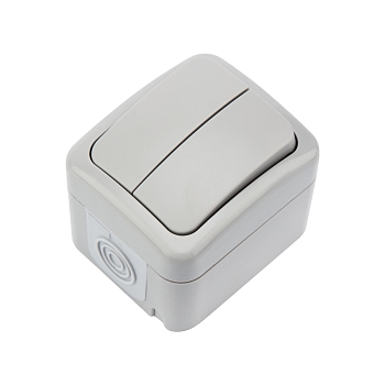 Выключатель двухклавишный Mini OG IP54 о/у, серый KRANZ