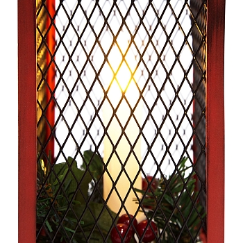 Декоративный фонарь со свечкой, красный корпус, размер 13,5х13,5х30,5 см, цвет ТЕПЛЫЙ БЕЛЫЙ