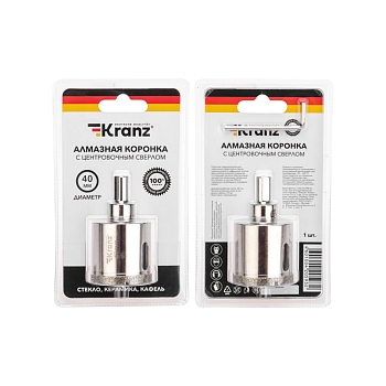 Коронка алмазная 40мм по керамограниту с центровочным сверлом KRANZ