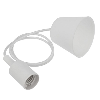 Патрон E27 силиконовый со шнуром 1м белый REXANT