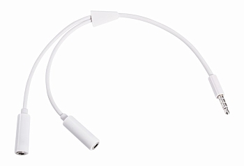 Аудиоразветвитель штекер 3,5мм на 2 по 3,5мм, 0,3м, белый REXANT