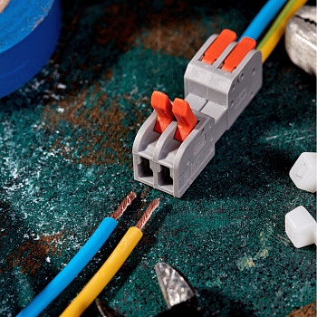 Клемма СМК 222-422R проходная разъемная 2 полюса серая 0,2-2,5/4мм² (50 шт/уп) REXANT