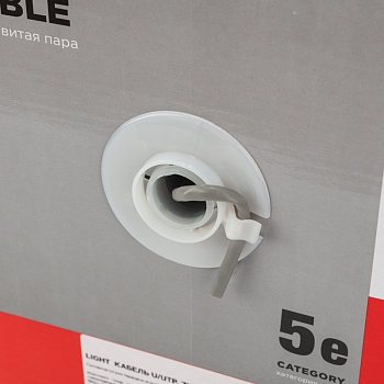 Кабель витая пара U/UTP, CAT 5e, ZH нг(А)-HF, 4PR, 24AWG, INDOOR, SOLID, серый, 305м REXANT