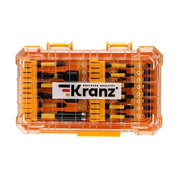 Набор торсионных бит с магнитным держателем и торцевыми головками, пластиковый кейс, 41 шт KRANZ