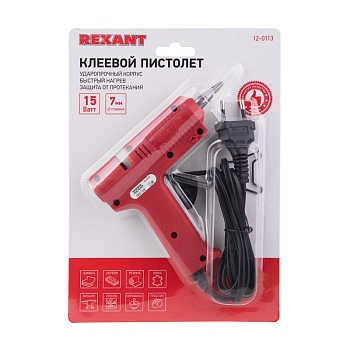 Пистолет клеевой, 15Вт, Ø7мм, без кнопки, блистер REXANT