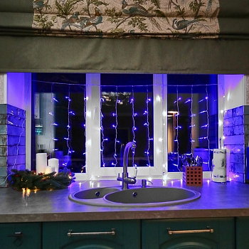 Гирлянда Светодиодный Дождь 1,5х1м, свечение с динамикой, прозрачный провод, 230 В, диоды СИНИЕ