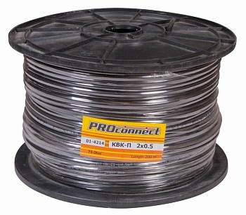Кабель КВК-П-2 +2x0,50 мм² (Cu/Cu) черный, 200 м, PROconnect