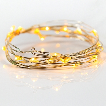 Гирлянда светодиодная Роса 2м, 20LED, ЖЕЛТЫЙ, IP20, тонкий батарейный блок, 2хCR2032 в комплекте NEON-NIGHT