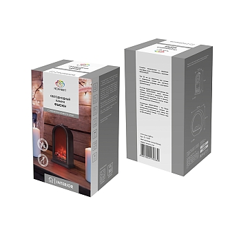 Светодиодный камин Фьюжн с эффектом живого огня 14,7x11,7x25 см, батарейки 2хС (не в комплекте) USB, черный