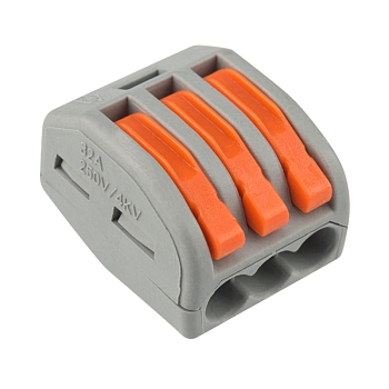 Универсальная клемма СМК 222-413, 3-проводная серая 0,08-2,5/4 мм² (20 шт./уп.) REXANT