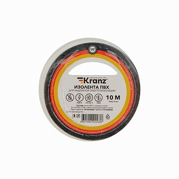 Изолента ПВХ 0,13х15мм, 10м, белая KRANZ