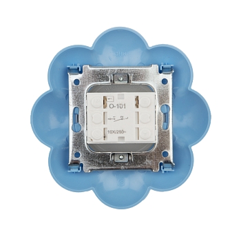 Выключатель одноклавишный HAPPY Цветок с/у, белый/голубой KRANZ