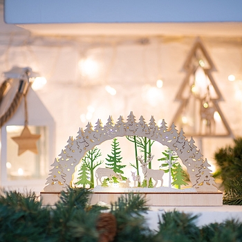 Деревянная фигурка с подсветкой Семейство оленей 30х5х15,7 см