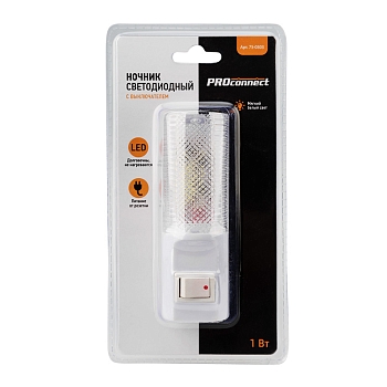 Ночник светодиодный с выключателем 220В, вертикаль PROconnect