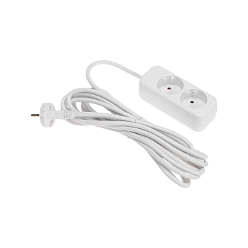 Удлинитель STANDARD 2 гнезда, 5м, 2х1,0мм², б/з, белый REXANT