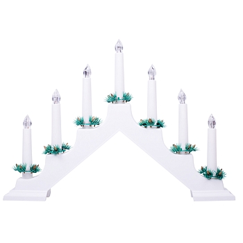 Новогодняя горка 7 свечек, цвет корпуса: Белый, цвет свечения: ТЕПЛЫЙ БЕЛЫЙ