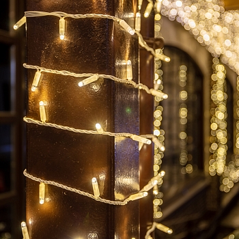 Гирлянда светодиодная Нить 10м 100 LED ТЕПЛЫЙ БЕЛЫЙ IP65 белый ПВХ постоянное свечение 230В соединяется нужен блок 303-500-1 NEON-NIGHT