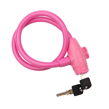 Замок тросовый взломостойкий для велосипедов и колясок с ключом 65см розовый ЧЕТЫРЕ СЕЗОНА