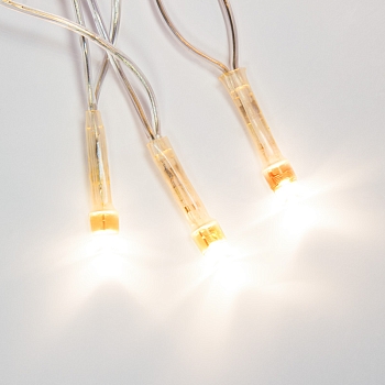 Гирлянда светодиодная универсальная 100 LED ТЕПЛЫЙ БЕЛЫЙ 10 метров, прозрачный ПВХ, с контроллером