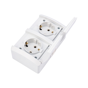 Блок горизонтальный 2 розетки INDUSTRIAL IP54 с/з, о/у, белый KRANZ