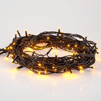 Гирлянда Нить управляемая 10м 100 LED ОРАНЖЕВЫЙ черный ПВХ IP65 свечение с динамикой 230В контроллер в комплекте NEON-NIGHT