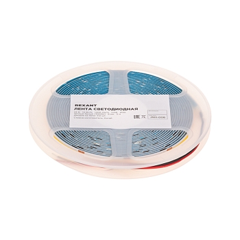 Лента светодиодная 24В, COB 14Вт/м, 512 LED/м, 3000К, 8мм, 5м, IP20 REXANT