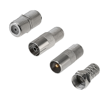 Набор антенный №10 кабель RG-6U 5м, штекер F (4шт), бочка (1шт), переходник гн F – шт TV (2шт), переходник гн F – гн TV (1шт) REXANT