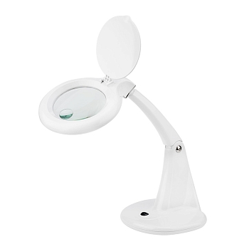 Лупа настольная 3D+12D с подсветкой 40 SMD LED, ø100мм, белая REXANT