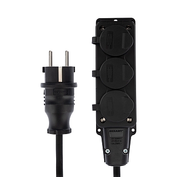 Удлинитель-шнур на рамке КГ 3х1,5, 10м, 3 гнезда, морозостойкий, с/з, 16А, 3500Вт, IP44 (Сделано в России) REXANT