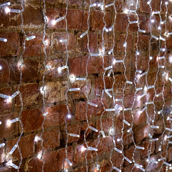 Гирлянда светодиодная Занавес 2х3м 600 LED БЕЛЫЙ прозрачный ПВХ IP65 постоянное свечение 230В нужен блок 303-500-1 NEON-NIGHT