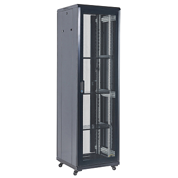 Напольный шкаф 19" 42U 600×800×2054 (ШxГxВ), дверь перфорация, перфорированная задняя дверь, боковые съемные стенки, RAL 9005 REXANT