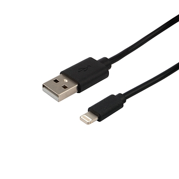 Кабель USB-A – Lightning, 1А, 1м, ПВХ, черный REXANT