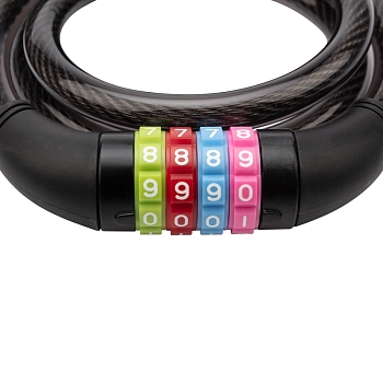 Замок тросовый кодовый взломостойкий для велосипедов и колясок 100см черный ЧЕТЫРЕ СЕЗОНА