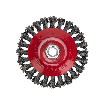 Щетка коническая для УШМ, крученая стальная проволока, 125мм, М14 KRANZ