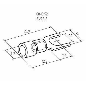 Наконечник вилочный изолированный 5.3 мм 4-6 мм² (НВи 6.0-5/НВи 5,5-5) желтый REXANT