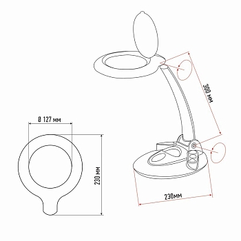 Лупа настольная 3D с подсветкой 60 SMD LED, сенсорная регулировка яркости, VISAGISTE, ø127мм, белая REXANT