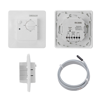 Терморегулятор механический RX-308U, совместим с Schneider серии Unica, белый REXANT