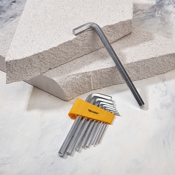 Набор ключей имбусовых HEX KRANZ 2,0-12 мм, CrV, 9 шт., удлиненные