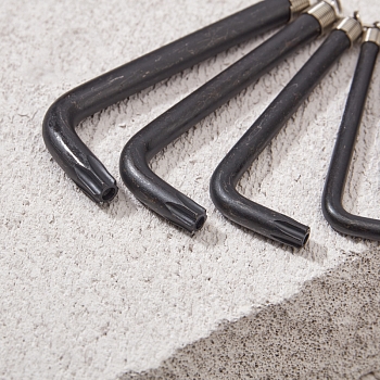 Набор ключей имбусовых TORX KRANZ T10-T50, CrV, 9 шт., оксидированные, на кольце