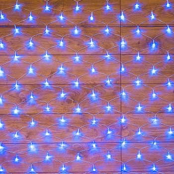 Гирлянда сеть 1,8х1,5м, прозрачный ПВХ, 180 LED, Синий