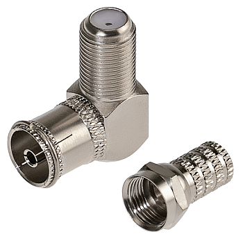 Набор разъемов антенных ТВ №4 (1 угловой переходник гн F – гн TV, 1 F-разъем RG-6) REXANT