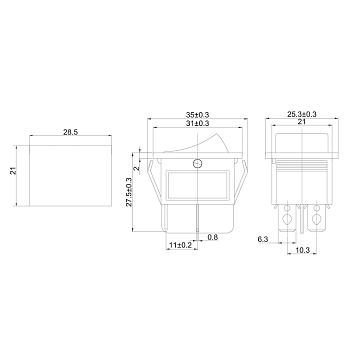 Выключатель клавишный 250В 16А (4с) ON-OFF синий с подсветкой (1 шт/уп) REXANT