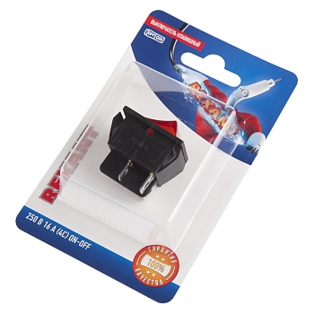 Выключатель клавишный 250В 16А (4с) ON-OFF красный с подсветкой (1 шт/уп) REXANT