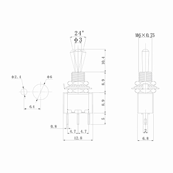 Тумблер 250V 3А (3c) ON-OFF-ON однополюсный Micro (MTS-103) REXANT