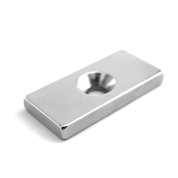 Неодимовый магнитный прямоугольник 20х10х3мм, с зенковкой 6,5х3мм (2 шт/уп) REXANT