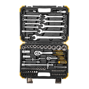 Набор инструментов, 1/2, 1/4, CrV, пластиковый кейс, 82 предмета KRANZ