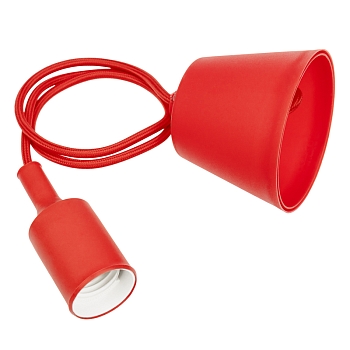 Патрон E27 силиконовый со шнуром 1м красный REXANT