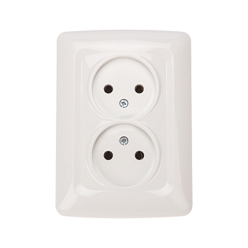 DEA Розетка 2-ая керамика б/з с/у 10А Бел KRANZ